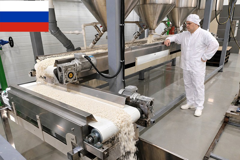 Installation d'une usine de craquelins de riz en Russie 250 kg/h